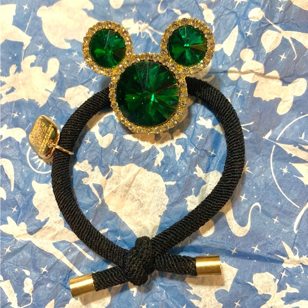 NWT Disney Mickey Mouse Inspired Green Rhinestone Hair Elastic